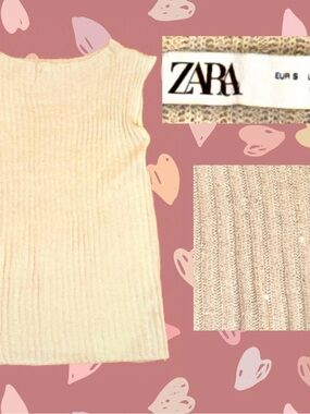 Zara Cream Ribbed Sleeveless Tank